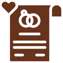 Wedding certificate icon with heart design.