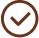 Checkmark inside a circle on black background.