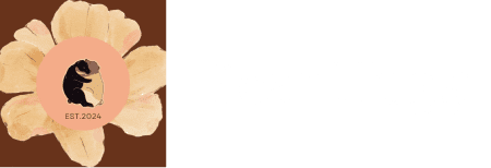 Bear Hugg logo with flower background.