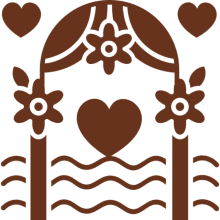 Heart and flowers decorative design illustration.